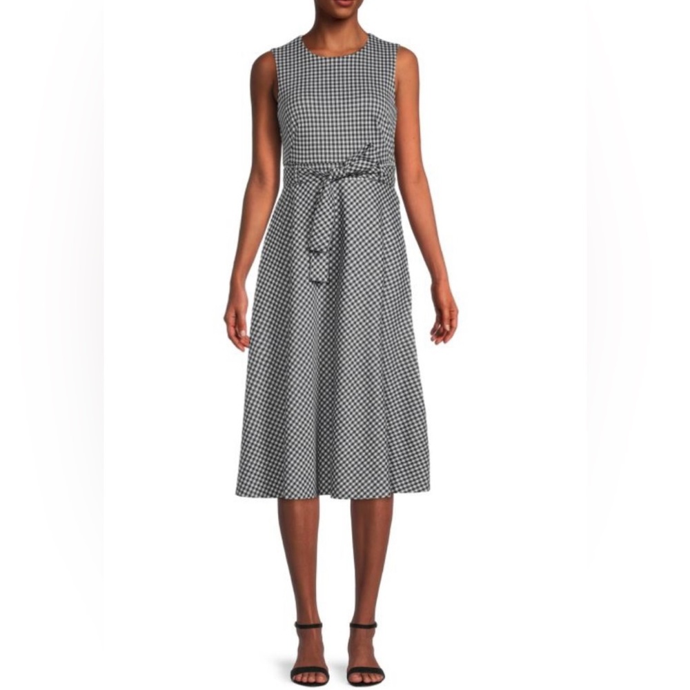 Calvin Klein Checked Belted Dress